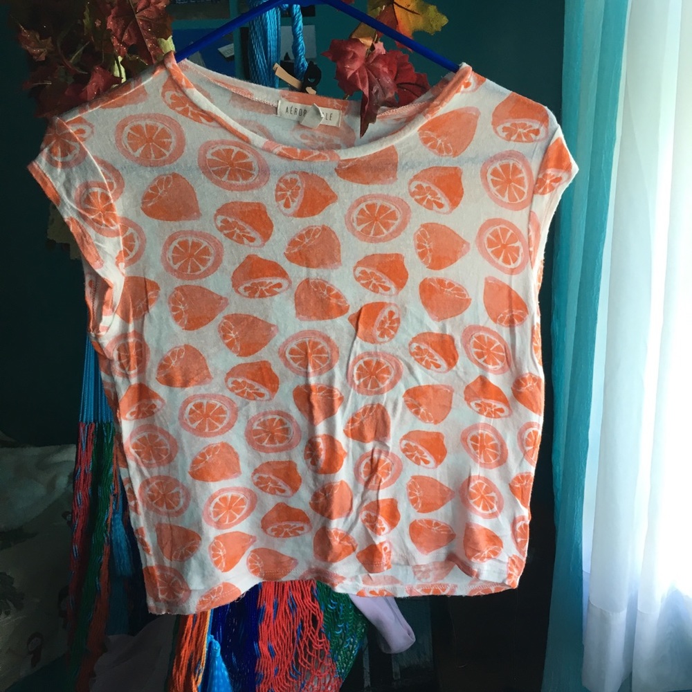 Aeropostale Orange Patterned Crop Top